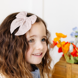 Dusty Mauve Spring Eyelet Bow Clip