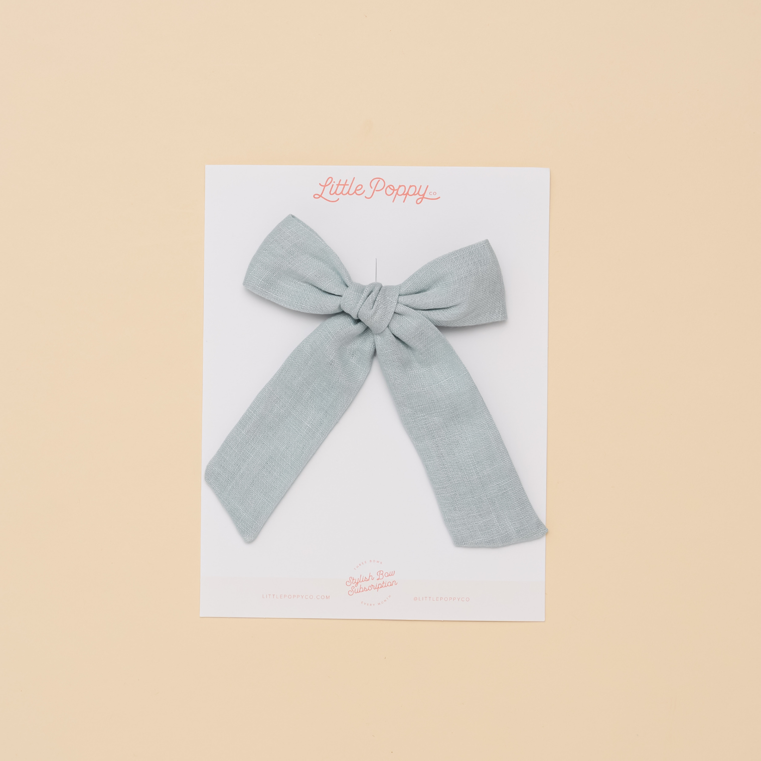 Light Blue Linen Bow Clip