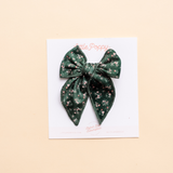 Pine Viola Floral Bow Clip