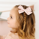 Blush Spring Stripes Bow Clip