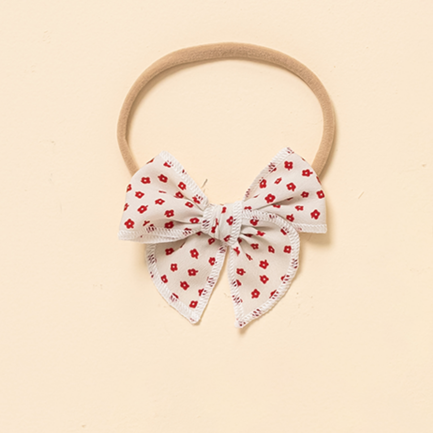 Cream Petite Daisy Floral Headband Bow