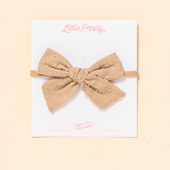 Flax Dotted Jacquard Headband Bow