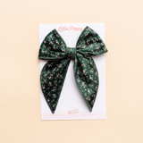 Pine Viola Floral Bow Clip