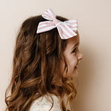 Blush Spring Stripes Bow Clip