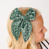 Pine Viola Floral Bow Clip