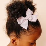 Peony Summer Stripe Bow Clip