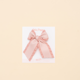 Pink Houndstooth Ribbon Bow Clip