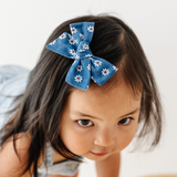 Denim Daisy Bow Clip