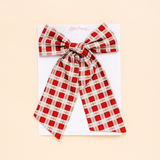 Holly Plaid Mama Bow Clip