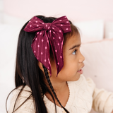 Maroon Dotted Jacquard Bow Clip