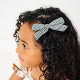 Green Faded Stripe Bow Clip