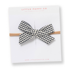 Navy Check Headband Bow