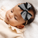 Black Houndstooth Ribbon Headband Bow