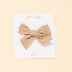 Flax Dotted Jacquard Bow Clip