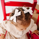 Cranberry Dot Pigtail Bow Clip