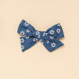 Denim Daisy Bow Clip