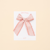 Pink Houndstooth Ribbon Bow Clip