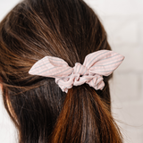 Peony Summer Stripe Knot Scrunchie