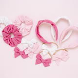 Magenta Spring Chambray Bow Clip