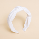 White Spring Chambray Knot Headband