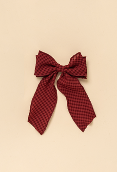 Cherry Red Seersucker Bow Clip