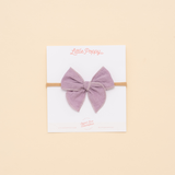 Purple Boxed Stitched Headband Bow