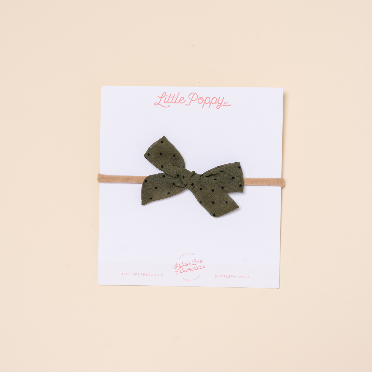 Olive Chiffon Dot Headband Bow