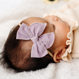 Purple Boxed Stitched Headband Bow