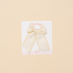 Ivory Houndstooth Ribbon Bow Clip