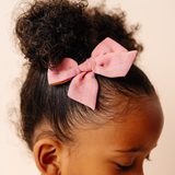 Marigold Summer Stripe Bow Clip