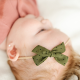 Olive Chiffon Dot Headband Bow