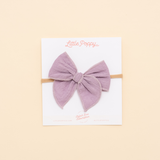 Purple Boxed Stitched Headband Bow