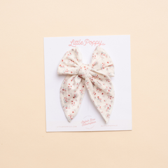 Ivory Viola Floral Bow Clip