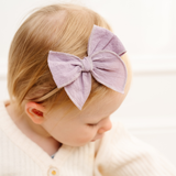 Purple Boxed Stitched Headband Bow