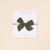 Olive Chiffon Dot Headband Bow