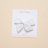 White Spring Chambray Bow Clip