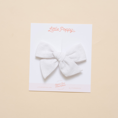 White Spring Chambray Bow Clip