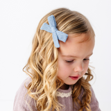 Slate Blue Spring Knit Bow Clip