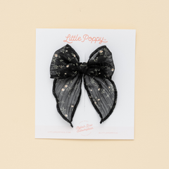 Black Ivy Floral Bow Clip