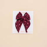 Maroon Dotted Jacquard Bow Clip