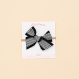 Black Houndstooth Ribbon Headband Bow