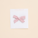 Pink and White Stripe Bow Clip