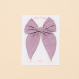 Purple Boxed Stitched Bow Clip