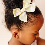 Citron Summer Stripe Bow Clip