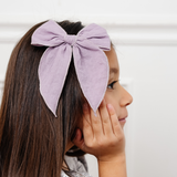 Purple Boxed Stitched Bow Clip