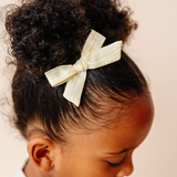 Citron Summer Stripe Bow Clip