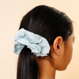 Pastel Blue Dotted Jacquard Midi Scrunchie