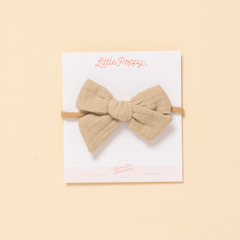 Taupe Chunky Gauze Headband Bow