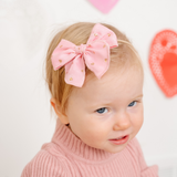 Pink Sparkle Hearts Headband Bow