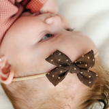 Brown Chiffon Dot Headband Bow